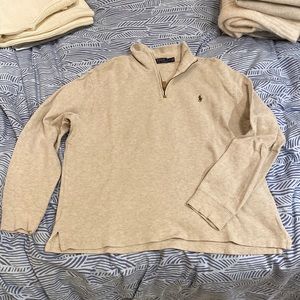 Tan POLO Ralph Lauren Quarter-zip Sweater w/ shade pull